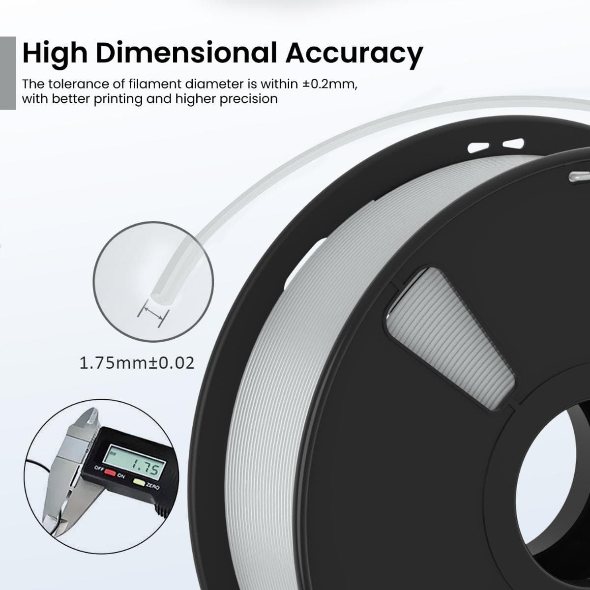 Light Grey PLA+ 3D Printer Filament - image 3