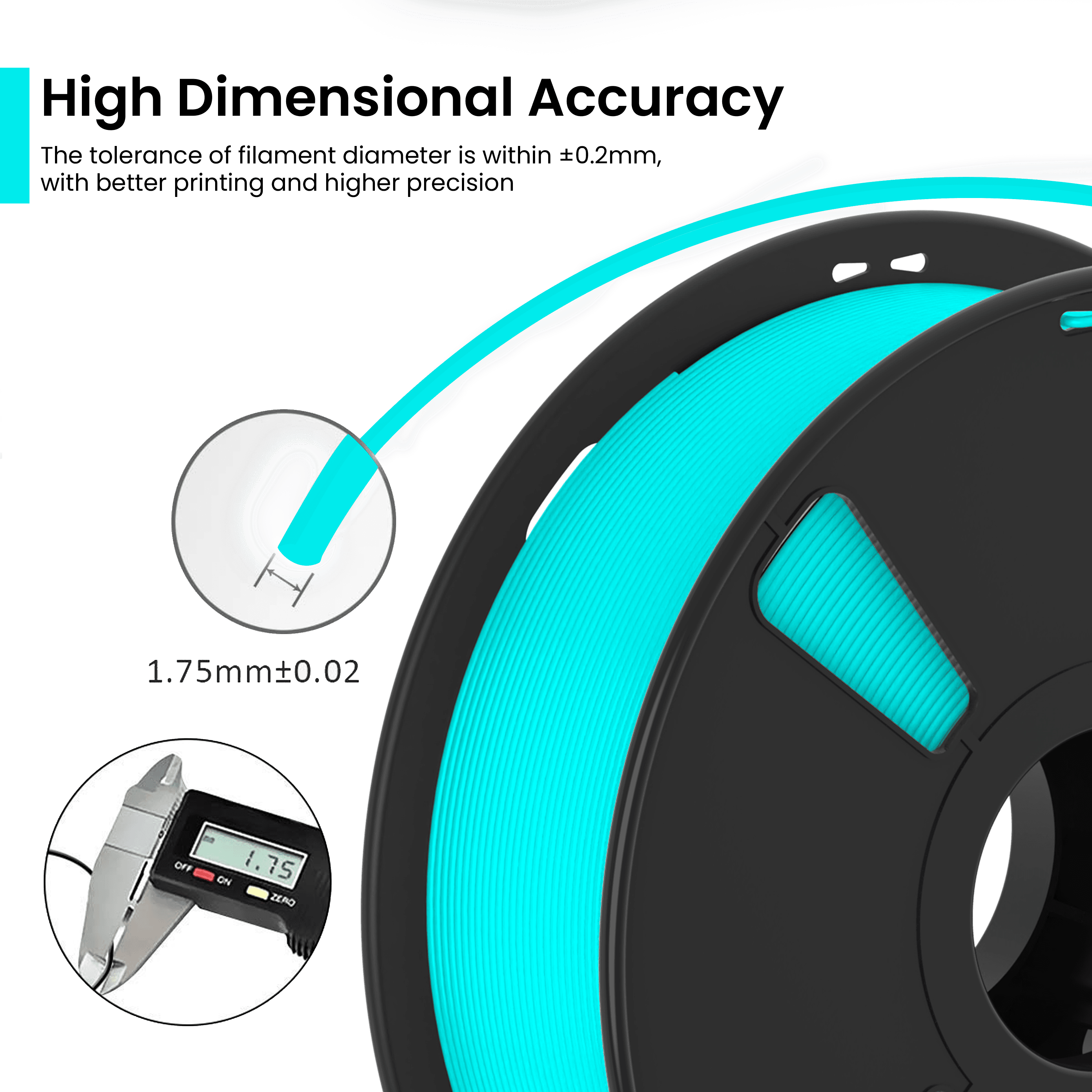 Cyan PLA+ 3D Printer Filament - image 3