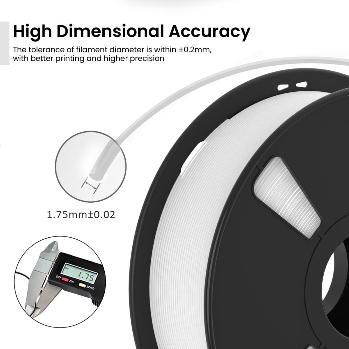 White PLA Matte 3D Printer Filament - image 3