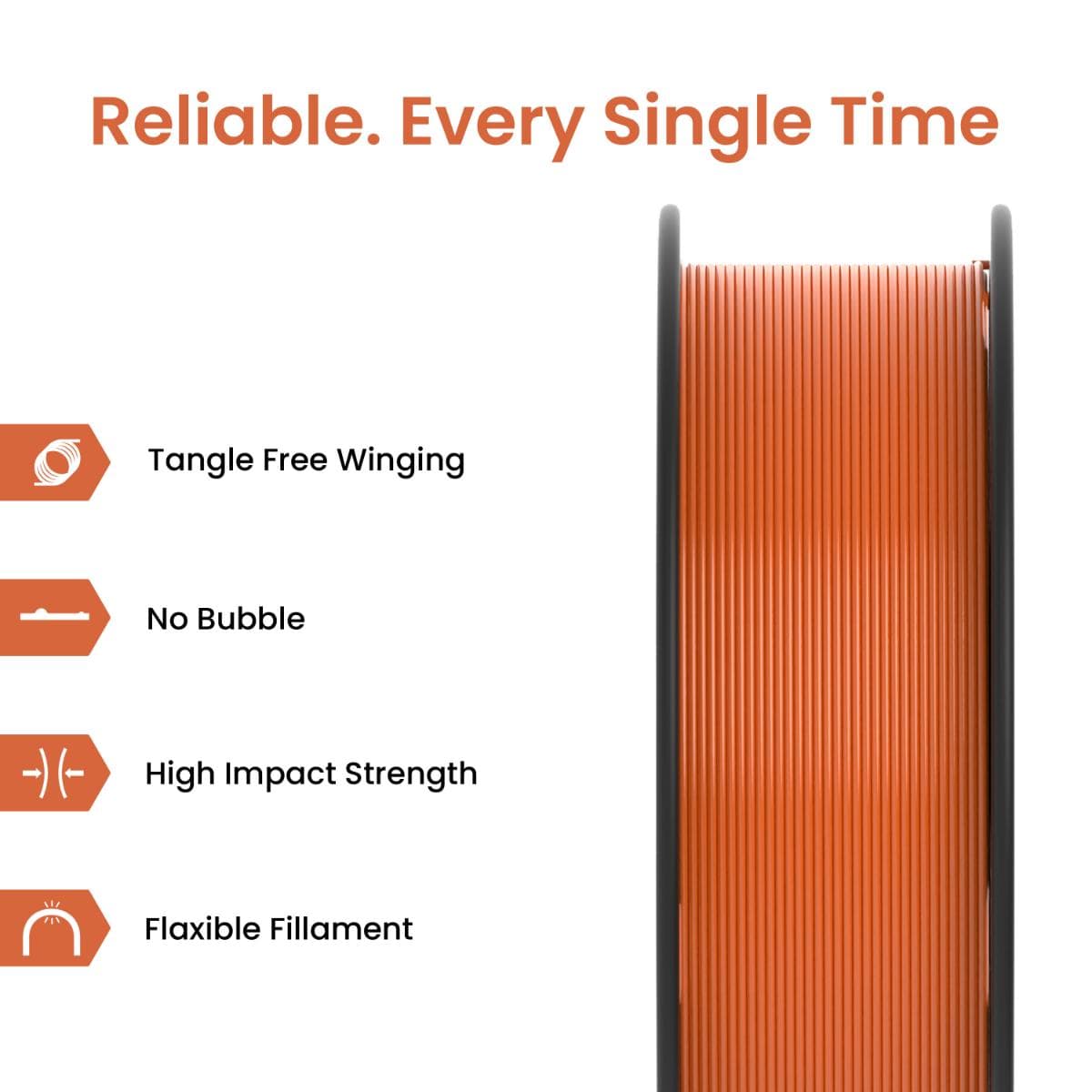 Orange PLA Matte 3D Printer Filament - image 2